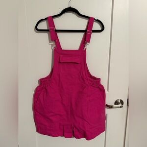 Pink Denim Shorts Overall by New In Large
